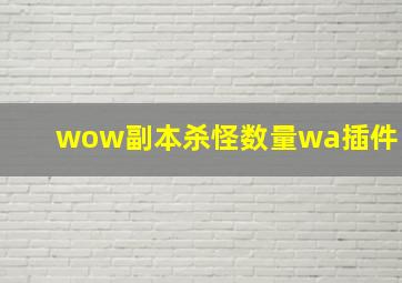 wow副本杀怪数量wa插件