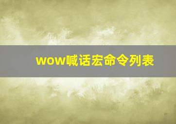 wow喊话宏命令列表