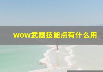 wow武器技能点有什么用