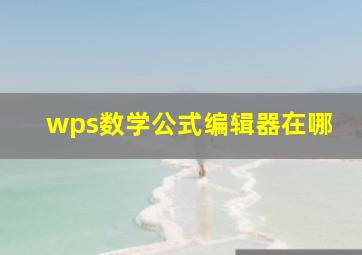 wps数学公式编辑器在哪