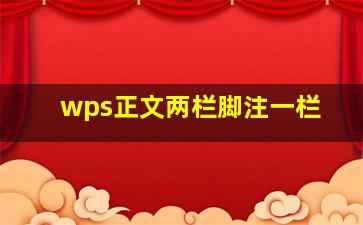 wps正文两栏脚注一栏