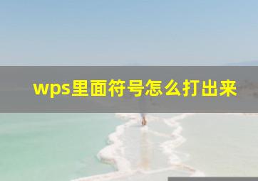 wps里面符号怎么打出来