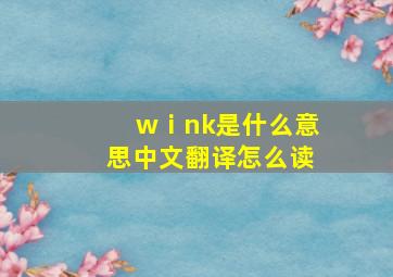 wⅰnk是什么意思中文翻译怎么读