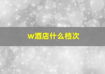 w酒店什么档次