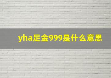 yha足金999是什么意思