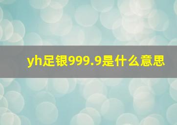 yh足银999.9是什么意思