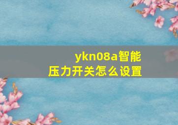 ykn08a智能压力开关怎么设置