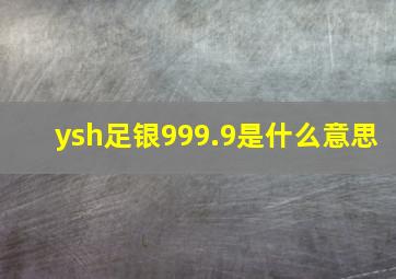 ysh足银999.9是什么意思