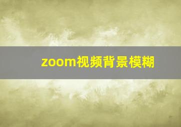 zoom视频背景模糊