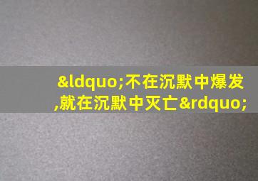 “不在沉默中爆发,就在沉默中灭亡”