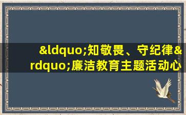 “知敬畏、守纪律”廉洁教育主题活动心得体会