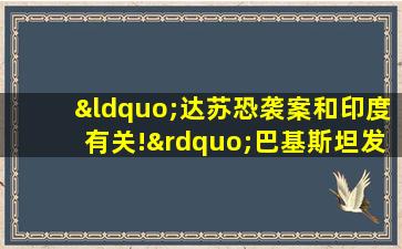 “达苏恐袭案和印度有关!”巴基斯坦发现惊人真相