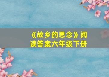 《故乡的思念》阅读答案六年级下册