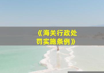 《海关行政处罚实施条例》