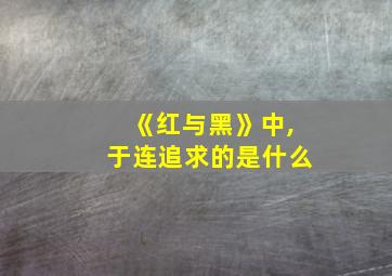 《红与黑》中,于连追求的是什么