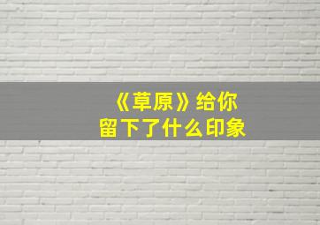 《草原》给你留下了什么印象