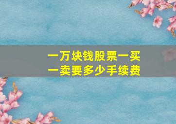 一万块钱股票一买一卖要多少手续费