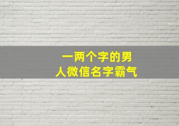 一两个字的男人微信名字霸气