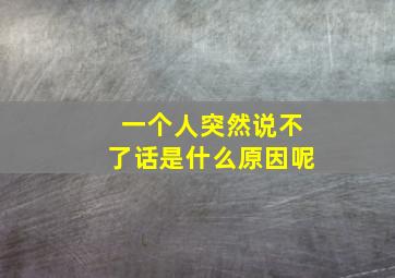 一个人突然说不了话是什么原因呢