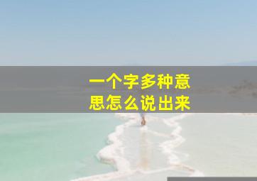 一个字多种意思怎么说出来