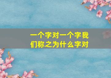 一个字对一个字我们称之为什么字对