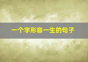 一个字形容一生的句子