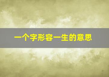 一个字形容一生的意思