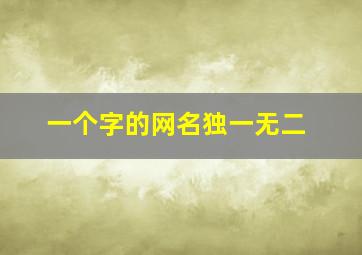 一个字的网名独一无二