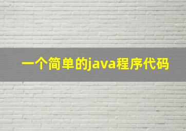 一个简单的java程序代码