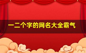 一二个字的网名大全霸气