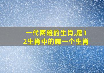 一代两雄的生肖,是12生肖中的哪一个生肖