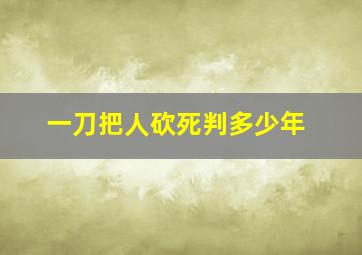 一刀把人砍死判多少年