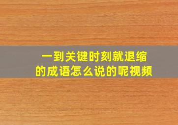 一到关键时刻就退缩的成语怎么说的呢视频