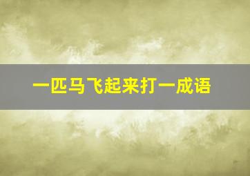 一匹马飞起来打一成语