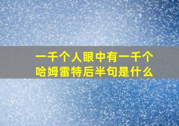 一千个人眼中有一千个哈姆雷特后半句是什么