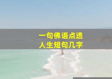 一句佛语点透人生短句几字