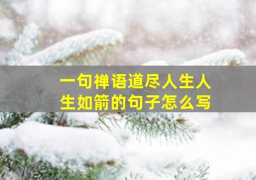 一句禅语道尽人生人生如箭的句子怎么写