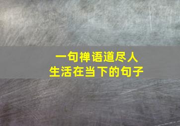 一句禅语道尽人生活在当下的句子