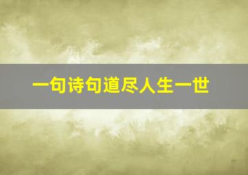 一句诗句道尽人生一世