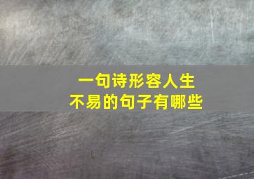 一句诗形容人生不易的句子有哪些