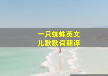 一只蜘蛛英文儿歌歌词翻译