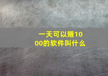 一天可以赚1000的软件叫什么