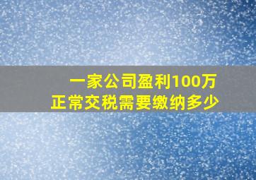 一家公司盈利100万正常交税需要缴纳多少