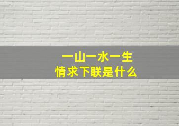 一山一水一生情求下联是什么