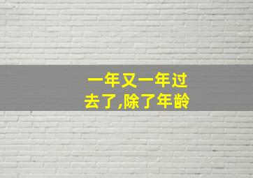 一年又一年过去了,除了年龄