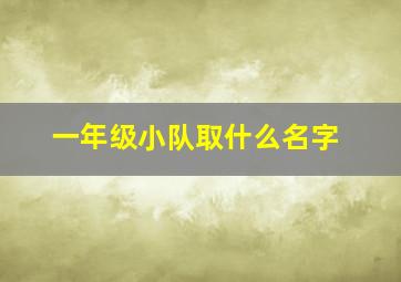 一年级小队取什么名字