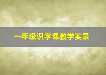 一年级识字课教学实录