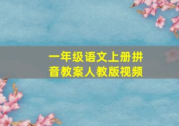 一年级语文上册拼音教案人教版视频