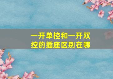 一开单控和一开双控的插座区别在哪