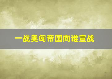 一战奥匈帝国向谁宣战